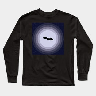 Bat Silhouette on Full Moon Long Sleeve T-Shirt